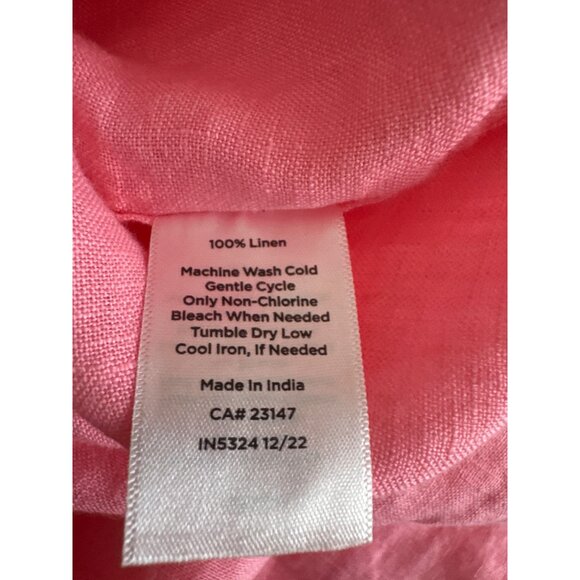 Talbots Womens Button-Up Pink boyfriend Linen Shirt tunic size XL - Picture 5 of 6